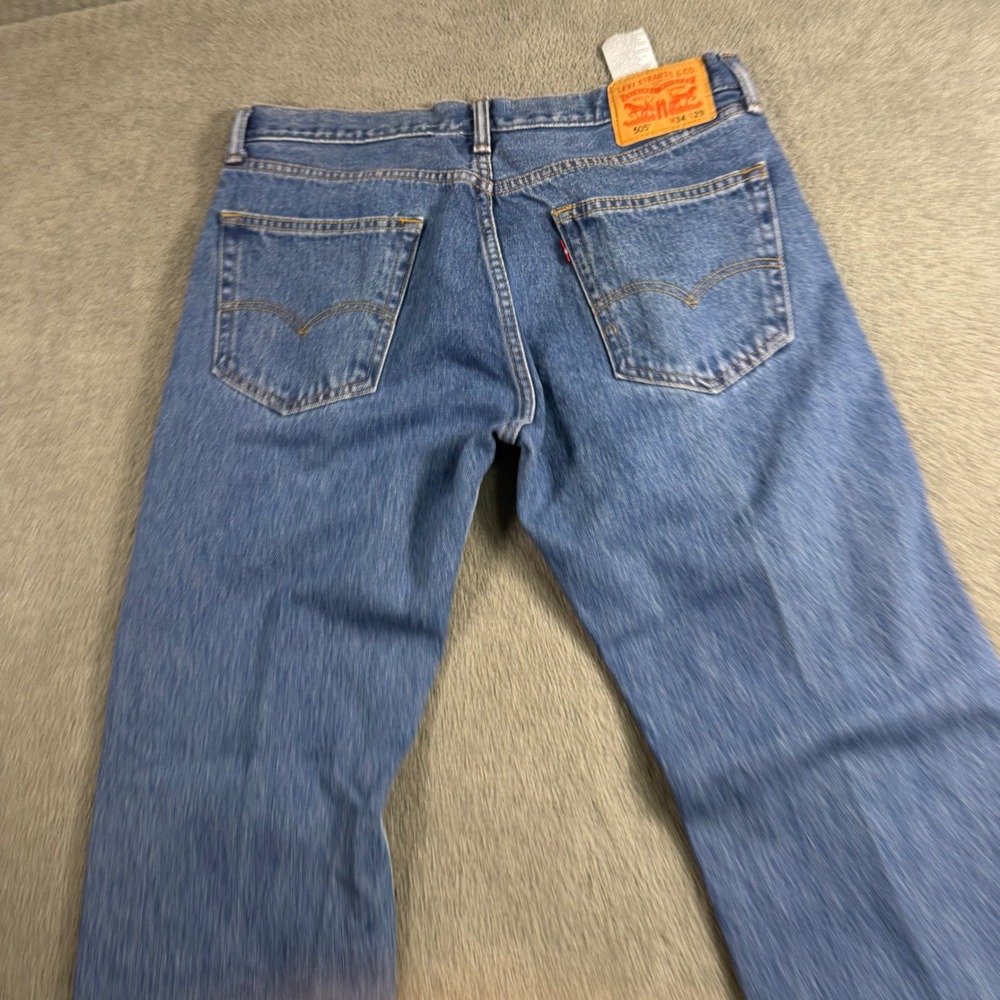 Levis 505 Regular Fit Straight Leg Jeans Mens 34x29 Blue Medium Wash Denim